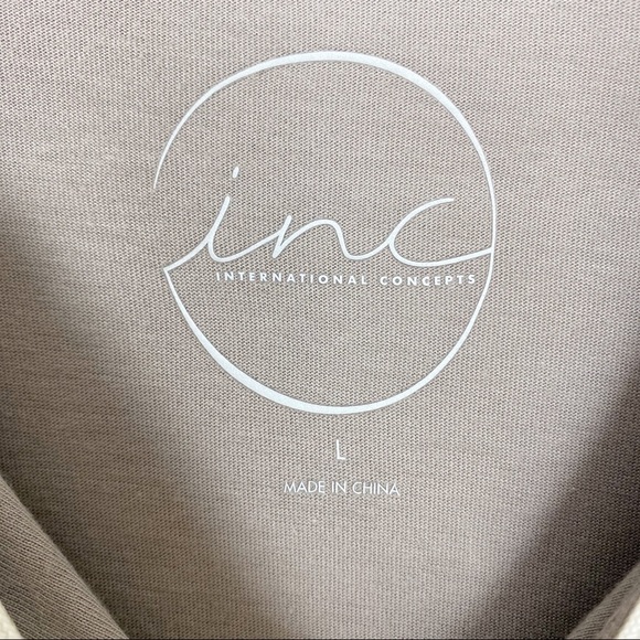 INC International Concepts Taupe Embellished Pima Cotton V-Neck Top Large - Picture 9 of 12